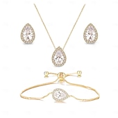 abordables Parures de Bijoux-un parure de bijoux de mariée 1 Alliage 1 Bracelet Boucles d&#039;oreilles Collier Femmes Élégant Luxe Mignon Joie Parure de Bijoux Pour Soirée