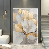 cheap Down to $30-One Piece Frameless Gold Floral Canvas Wall Art Modern Abstract Flower Print Elegant Home Decor Suitable For Living Room And Bedroom Frameless