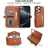 tanie Etui do iPhone&#039;ów-telefon Kılıf Na iPhone 16 15 14 Pro Max Plus iPhone 16e iPhone’a 13 Pro Max . iPhone 13 Mini Etui na karty portfela ze smyczą Obsługa ładowania bezprzewodowego Gniazdo karty Retro TPU Skóra PU