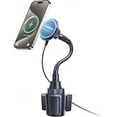 זול שירות רכב-משודרג למטען למחזיק כוסות של Magsafe, מטען לרכב של Magsafe טעינה מהירה 15W עם צוואר מתכוונן לאייפון 16 15 14 13 12 פרו מקס פלוס מיני כיסוי Magsafe