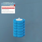 levne Koupelnové pomůcky-Nástěnná inovativní sada toaletních kartáčů s 36 dílnými náhradními hlavicemi, dlouhá rukojeť, jednorázový čistič koupelny, závěsný čistič toalet, hygienický čisticí kartáč na toalety a do domácnosti