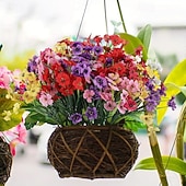 levne Umělé rostliny a květiny-12 kusů umělých květin slunečnic a fialek pro venkovní použití, UV odolné a neblednoucí, smíšené barvy, umělé květiny pro zahradu, svatbu, svátky, bytové dekorace, dekorace do závěsných košíků a na