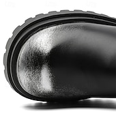 abordables Chaussures pour Hommes-Bottines noires à boucle épaisse pour homme – Bottes de combat à plateforme punk rock pour la mode gothique et le streetwear d&#039;automne