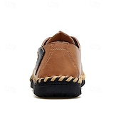 billige Sneakers til herrer-Herre Fritidssko for menn Håndlagde sko Gange Fritid Mikrofiber Bekvem Sklisikker Pustende Snøring Vin Svart Brun Sommer Vår