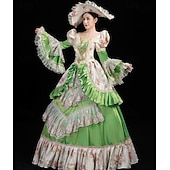 abordables Robes-ancien Rococo Renaissance Maxi Robe Normal Juliette Princesse Mariée Plissé Volanté Princesse Col rond Déguisement Femmes Halloween Carnaval Mascarade Soirée Halloween Performance Adultes