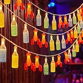 economico Luci di Natale-Barra LED con luci d&#039;atmosfera da 2 m e 10 LED, alimentata a batteria, bottiglia di birra, bottiglia dei desideri, luci fatate, campeggio, festa, casa, balcone, giardino, Natale, Capodanno,
