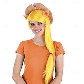 economico Parrucche dei personaggi dei film-Parrucca di Applejack di My Little Pony per adulti, parrucche per feste di Halloween e cosplay