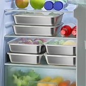 cheap Kitchen Utensils &amp; Gadgets-5-Piece Stainless Steel Food Storage Containers with Airtight Lids, Stackable Kitchen Organizer Set for Salad, Fruit, and Meal Prep, Refrigerator Safe, Freezer Friendly, Multipurpose Fresh-Keeping Bowls
