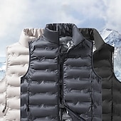 cheap Vests-Men&#039;s Hiking Vest Winter Vest Puffer Vest Sleeveless Vest Outdoor Thermal Warm Winter Zipper Polyester Black Khaki Dark Blue Hunting Fishing Climbing