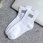 economico calzini da uomo-Per uomo 5 Paia Pacchi Multipli Calzini Calzini da Corsa Calzini Casual Nero Bianco Colore Semplice Linea Vacanza Sport &amp; Outdoor Quotidiano Base Medio Primavera Autunno Moda Casual