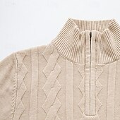 preiswerte Herrenpullover-Herren Pullover Pullover mit Viertelreißverschluss Strickpullover Zopfmuster Stricken Normale Oberteile Gestrickt Einfach Viertelreißverschluss Mode Lässig Urlaub Alltagskleidung Bekleidung Herbst