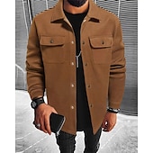 abordables Manteaux &amp; vestes-Homme Veste Légère Chemise Veste Veste Décontractée Chemise Vacances Quotidien Respirant Avec Poches Printemps Automne Uni Mode Classique Revers Régulier Noir bleu marine Kaki Gris Claire Vert