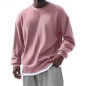 お買い得  ベーシックスウェットシャツ-男性用 スウェットシャツ アプリコット ピンク ルビーレッド ネイビーブルー グリーン クルーネック 平織り ジャカード リブ テクスチャード加工 ニットテクスチャ スポーツ 日常 祝日 ポリエステル ストリートファッション ベーシック カジュアル 春 秋 衣類 パーカー トレーナー 長袖