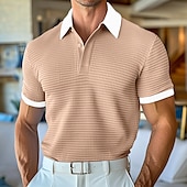 billige Herre Klassisk Polo-Herre Golf skjorte Vaffelstrikket poloskjorte Virksomhet Avslappet Klassisk Kortermet Mote Moderne Helfarge Knapper Sommer Vår Gul Navyblå Kakifarget Lyseblå Golf skjorte
