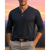 economico Cime-Per uomo Camicia da escursionismo cima dell&#039;escursionismo Camicia Henley Manica Lunga Maglietta Top Esterno Leggero Traspirante Zip a un quarto Poliestere Nero Bianco Blu marino Tennis Golf Corsa