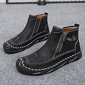 abordables Bottines-Bottines zippées faites main pour hommes pour un confort quotidien – bottes de marche décontractées de style vintage pour les voyages d&#039;automne et les aventures urbaines