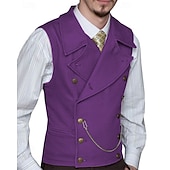 abordables Chalecos-Hombre Chaleco Vacaciones Fiesta Negocio Moda Casual Primavera Otoño Bolsillo Botones Poliéster Cómodo Plano Botonadura Doble Diseño Ajuste regular Plata Negro Blanco Vino Chaleco