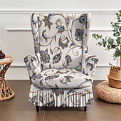 economico Rivestimento sedia wingback-Copripoltrona con schienale alto - copripoltrona in poliestere con stampa floreale/a righe/geometrica, elasticizzati, con fondo antiscivolo, adatti alla maggior parte delle poltrone