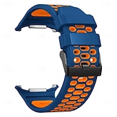 halpa Samsungin kellon rannekkeet-Kellon ranneke varten Samsung Galaxy Katso Ultra Ruostumaton teräs Silikoni Korvaus Hihna Kaksisävyinen Säädettävä Ruostumattomasta teräksestä valmistettu solki Urheiluhihna Ranneke