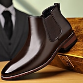 abordables Bottes de Chelsea-Homme Bottes Bottes Chelsea Marche ancien Occasionnel Cuir PU Confortable Antidérapant Chaud Bottines Mocassin Noir Jaune Marron Automne Hiver