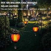 olcso Dekoratív fények-hőlégballon napelemes lámpa kültéri narancssárga piros vízálló függő napelemes lámpa pásztorhoroggal kerti teraszra verandára fa pavilon ünnepi dekoráció ajándék
