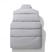 abordables Gilet Puffer pour Homme-Homme Gilet matelassé Gilet Vacances Quotidien Date Mode Occasionnel Hiver Avec Poches Polyester Chaud Confortable Couleur Unie Fermeture éclair Col montant Coupe régulière Noir Gris Gilet