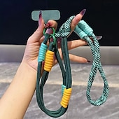 baratos Cordões de telefone e pulseiras-Nova corda longa, elegante e versátil para pendurar telefone, corda diagonal colorida com emenda dupla de dopamina, corda longa de emenda transversal