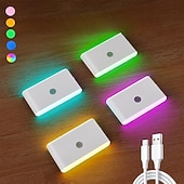 abordables veilleuses à capteur-Veilleuse LED rechargeable à intensité variable, éclairage d&#039;escalier à changement de couleur, éclairage d&#039;intérieur avec détecteur de mouvement, veilleuses RVB pour couloir, chambre d&#039;enfant,