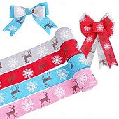 Недорогие Упаковка подарков-рождественские ленты для рукоделия, рождественские ленты с проволочным краем, украшения в виде оленей, ленты для упаковки подарков, ёлочные украшения, праздничные принадлежности