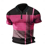abordables Polo classique pour homme-Homme Polo gaufré Tee Shirt Golf Casual Rendez-vous Revers Manches courtes Mode Plaid / Rayé / Chevron Imprimer Eté Dry-Fit Jaune Rose Claire Rouge Bleu Violet Claire Orange Polo gaufré