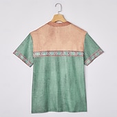 Herre Stamme Etnisk T skjorte Henly-skjorte T-skjorter Kortermet Designer Grunnleggende Etnisk utendørs Avslappet Daglig Sommer Sjø blå Svart Lysegrønn Mørkeblå Lyseblå Henley Henley T-skjorte