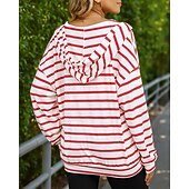 economico Felpa &amp; Sweatshirt-Per donna Felpa pullover Felpa con cappuccio Coulisse Manica Lunga Top Athleisure Autunno Scollo a V A righe Traspirante Allenamento All&#039;aperto Corsa abbigliamento sportivo Abbigliamento sportivo