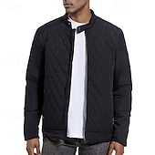 billiga Herrdunjackor och -parkas-Herr Vinterkappa Quiltad jacka Anorak Ficka Polyester Semester Dagliga kläder Datum Normal Mode Ledigt Bekväm Håller värmen Vinter Enfärgad / vanlig färg Svart Kaki Armégrön Mörkblå Pufferjacka