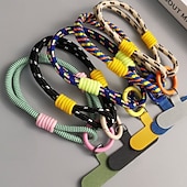 abordables Correas para el teléfono y muñequeras-Cuerda de mano simple de dos hilos de moda, cuerda de muñeca corta simple, cuerda colgante de doble capa, firme y resistente, antirroturas y anticaídas, cuerda para colgar teléfonos móviles.