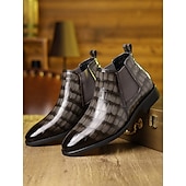 abordables Bottes de Chelsea-Bottines Chelsea marron pour homme en cuir gaufré crocodile – élégantes chaussures habillées à enfiler pour le bureau, les dîners et les occasions formelles