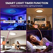 זול אורות חכמים לבית-גוף תאורת תקרה חכם RGB LED 2700lm עובד עם Alexa 2700k-6500k גוף תאורה להתקנה שטוחה צבעים DIY WiFi ניתן לעמעום גוף תאורה סביבתי נמוך לחדר שינה, סלון, מסיבה