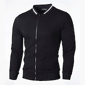 abordables Sudaderas Básicas_-Hombre Sudadera Sudadera con cremallera completa Negro Blanco Burdeos Azul Marino Gris Claro Cuello Mao Plano Con Texturas Deporte Casual Diario Ropa de calle Fresco Ropa deportiva Primavera &amp; Otoño