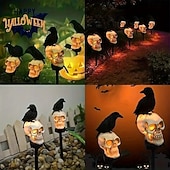 ieftine Novelty-rășină solară Halloween dovleac rotund joben pălărie dovleac ochelari dovleac fantomă vrăjitor dovleac cap de pisică dovleac fantomă ascuțită pălărie fantomă mantie pisică cioară schelet curte în aer