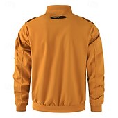 abordables veste de sport-Homme Veste Légère Veste Cargo Veste Décontractée Vacances Quotidien Résistant à l&#039;usure Avec Poches Automne Hiver Uni Mode Classique Col montant Régulier Noir Jaune Orange Bleu de minuit Beige Veste