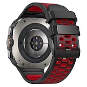 halpa Samsungin kellon rannekkeet-Kellon ranneke varten Samsung Galaxy Katso Ultra Ruostumaton teräs Silikoni Korvaus Hihna Kaksisävyinen Säädettävä Ruostumattomasta teräksestä valmistettu solki Urheiluhihna Ranneke