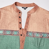  Herre Stamme Etnisk T skjorte Henly-skjorte T-skjorter Kortermet Designer Grunnleggende Etnisk utendørs Avslappet Daglig Sommer Sjø blå Svart Lysegrønn Mørkeblå Lyseblå Henley Henley T-skjorte