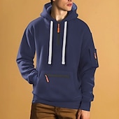 preiswerte Basic-Hoodies für Herren-Herren Kapuzensweatshirt Viertelreißverschluss Kapuzensweatshirt Fleece Kapuzensweatshirt Schwarz Weiß Marineblau Khaki Hellgrau Mit Kapuze Einfach Tasche Sport &amp; Outdoor Täglich Ferien Polyester