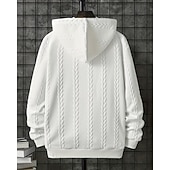 preiswerte Basic-Hoodies für Herren-Herren Kapuzensweatshirt Vollreißverschluss-Kapuzensweatshirt Schwarz Weiß Mit Kapuze Einfach Jacquard Tasche Gerippt Strukturiert Sport &amp; Outdoor Täglich Ferien Polyester Streetwear Basic Lässig