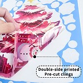 billiga Klistermärke-9 ark väggdekaler för julfönster, dekorationer, julgranar, snögubbar &amp;snöflingor, statisk elektricitet, butiksfasad &amp;heminredning i glas