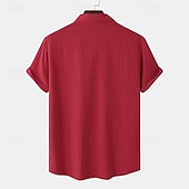 economico Classico-Per uomo Camicia Camicia di lino Camicia Estiva Abbigliamento da spiaggia Camicia con Bottoni Semplice Vacanza Casuale Bianco + Verde Verde + rosa Bianco + blu navy Rosa + blu navy Manica Corta Collo