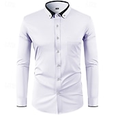 economico camicie da uomo no stiro-Per uomo Camicia Camicia elegante Camicia button-down Camicia non stiro Semplice Formale Matrimonio Nero Bianco Vino Blu marino Manica Lunga Collo ripiegato Estate Primavera Abbigliamento diamante