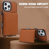 ieftine Carcase iPhone-telefon Maska Pentru 16 15 14 Pro Max 16e 13 Pro Max 13 Mini Capac Spate cu Lanyard Cric Loc pentru card Retro TPU PU piele