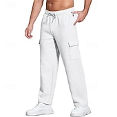 economico Pantaloni della tuta-Per uomo Pantaloni da tuta Pantaloni Pantaloni da Tuta Cargo Pantaloni della tuta a gamba dritta Coulisse Tasca Elastico in vita Semplice Comodità Sport all&#039;Aperto Quotidiano Moda Casual Nero Bianco