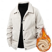 economico Giubbotti Casual-Per uomo Giacca in Velluto a Coste Giacca in Pile Formale Casa Calore Termico Tasca Autunno Tinta unica Attivo Vintage Colletto a Camicia Regolare Nero Bianco Verde Cachi Giacca