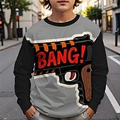 billiga Pojkes Halloween kostymer-Halloween Pojkar 3D Grafisk T-shirt Långärmad Vår Höst Mode Grundläggande Barn 4-12 år Rund hals Utomhus Ledigt Dagligen Normal
